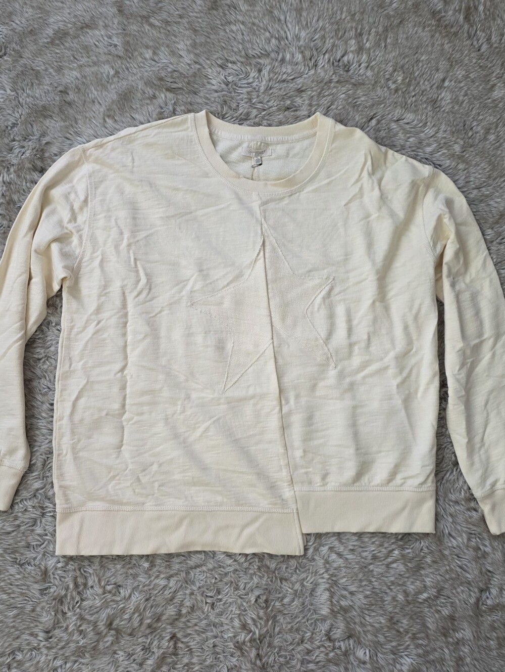 Grey State Star Crewneck Sweatshirt Canvas Off-white Women's Size 4